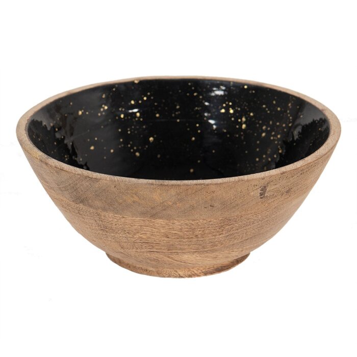 Clayre & Eef 6H2248 Misa dekoracyjna Ø 25x10 cm Misa dekoracyjna z drewna czarna - brązowa