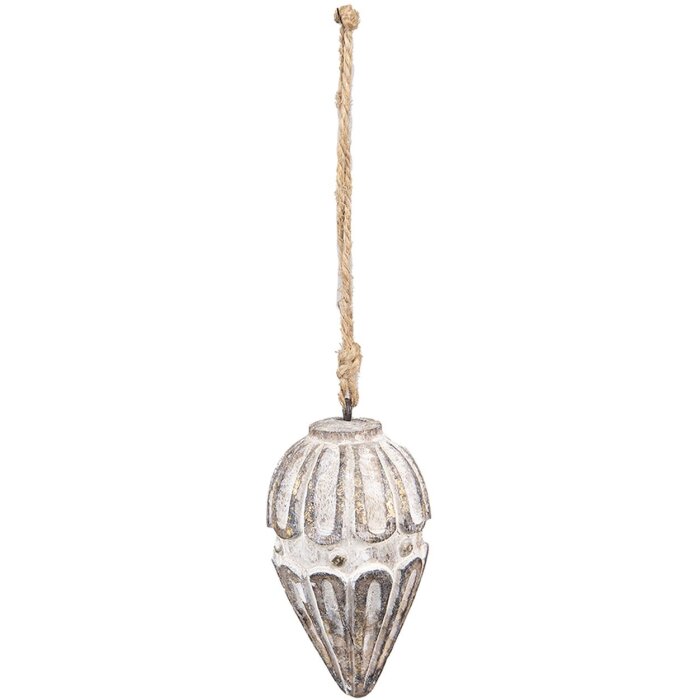 Clayre & Eef 6H2281 Ornament dekoracyjny Ø 6x11 cm Beżowy - Brązowy zawieszka