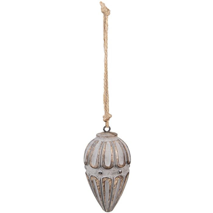 Clayre & Eef 6H2282 Ornament dekoracyjny Ø 6x11 cm Szara zawieszka