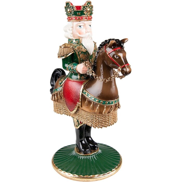 Clayre & Eef 6PR3778 świecznik Dziadek do orzechów 22x15x33 cm zielony - brązowy