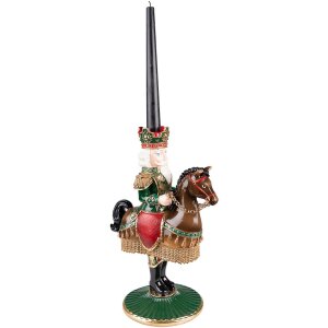 Clayre & Eef 6PR3778 świecznik Dziadek do orzechów 22x15x33 cm zielony - brązowy