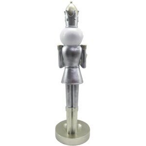 Clayre & Eef 6PR4827 Dekoracja Dziadek do orzechów 14x11x40 cm kolor srebrny - biały