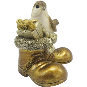 Clayre & Eef 6PR4865 Dekoracja Ptak 10x7x9 cm kolor złoty