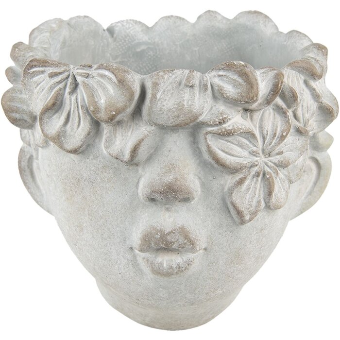 Clayre & Eef 6TE0418S Doniczka 12x9x10 cm Szary - Beżowy