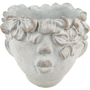 Clayre & Eef 6TE0418S Doniczka 12x9x10 cm Szary - Beżowy