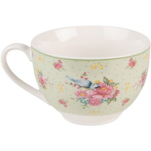 Clayre & Eef CHBKS Filiżanka do kawy i spodek 12x9x6 cm - Ø 14x2 cm - 200 ml