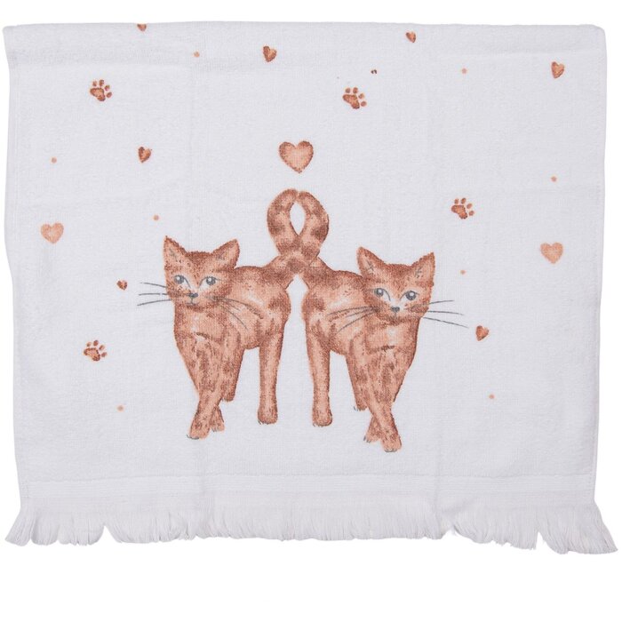 Clayre & Eef CTKCS Ręcznik dla gości 40x66 cm biały - brązowy