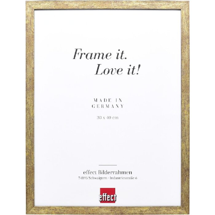 Effect Bilderrahmen Holzrahmen Profil 42 Klarglas antikgold 60x60 cm