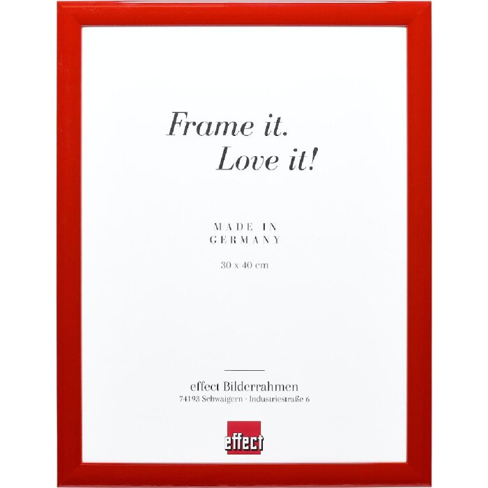 Effect Holzbilderrahmen Profil 43 rot hochglanz 29,7x42 cm Normalglas