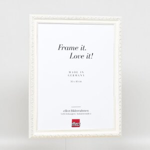 Efekt Drewniana rama barokowa Profil 37 biały 50x100 cm Szyba antyrefleksyjna