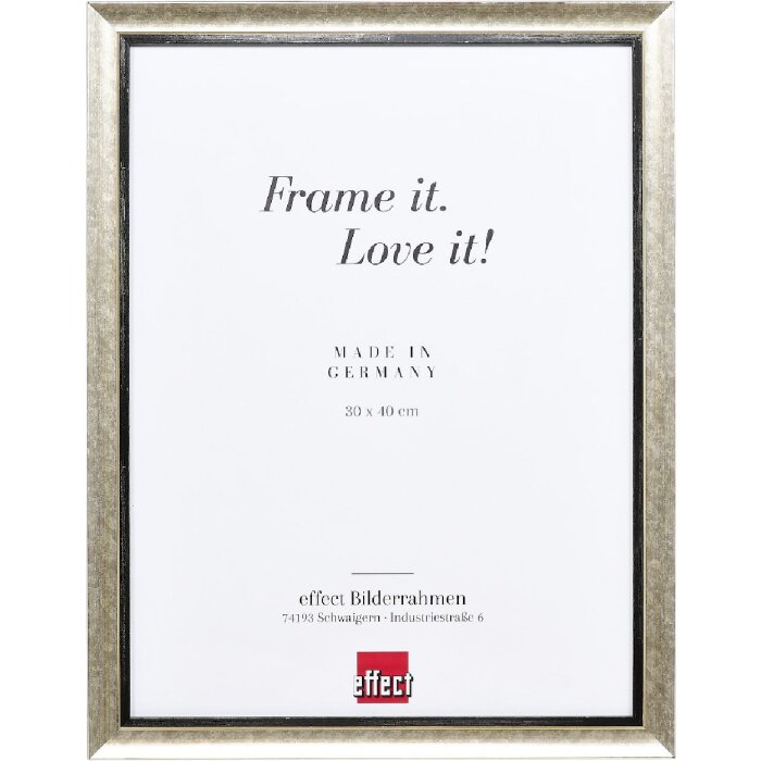 Effect Holz-Bilderrahmen Profil 40 Silber 21x28 cm Antireflexglas