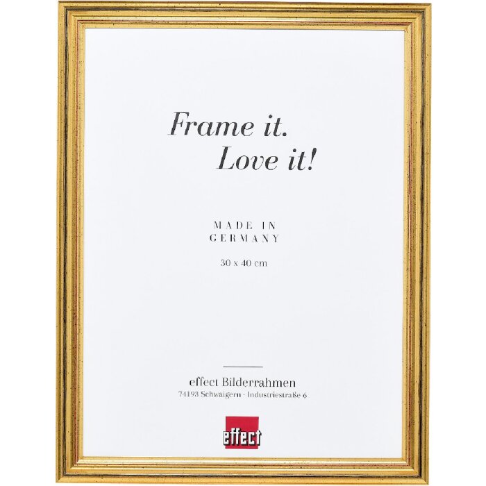 Ramka drewniana Effect Profil 44 złota 9x13 cm z szkłem antyrefleksyjnym