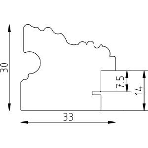 Ramka na zdjęcia z drewna, styl barokowy, złoty, format A1 (59,4x84,1 cm) – effect Profil 75