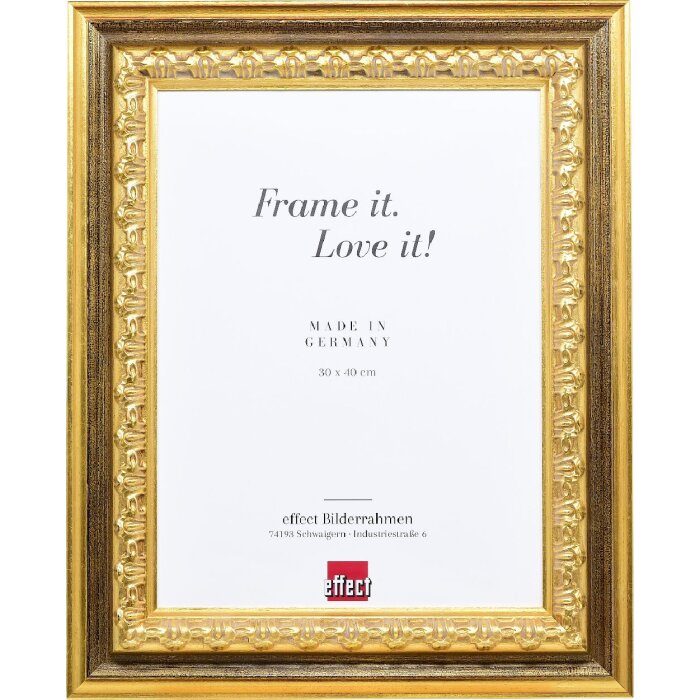 Effect Holz-Bilderrahmen Profil 80 Gold 70x100 cm mit Antireflexglas