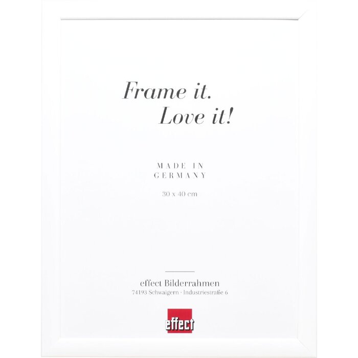 Effect Holz-Bilderrahmen Profil 43 weiß hochglanz 30x45 cm Kunstglas