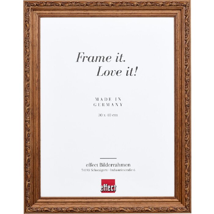 Effect Holzrahmen Profil 63 Barockstil braun 42x59,4 cm Kunstglas