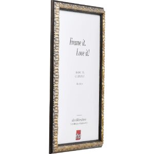 Ramka na zdjęcia z drewna „Profil 86 Barok” 59,4x84,1 cm, czarno-srebrna – styl barokowy, z szkłem akrylowym