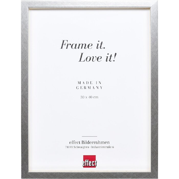 Rama drewniana Effect Profil 58 srebrna 20x30 cm z szkłem akrylowym i listwą oddzielającą