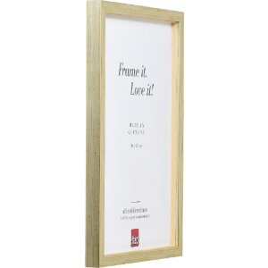 Ramka na zdjęcia z drewna antik srebrny 50x60 cm z szkłem akrylowym i listwą odstępu