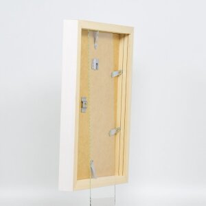 Lustra na ścianę z profilem 55, białe 13x13 cm, drzewna ramka, lakier wodny