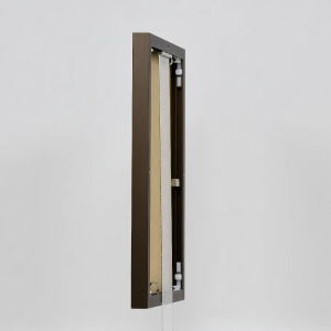 Efektowa aluminiowa rama Quadro 25x70 cm brązowe szkło muzealne