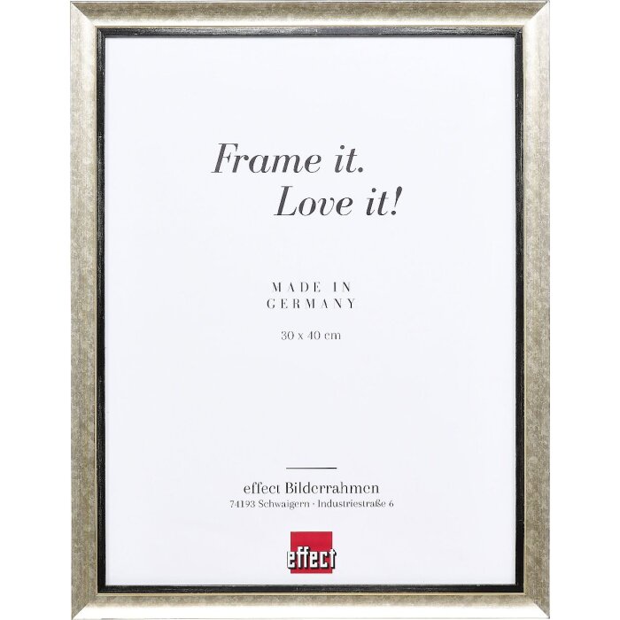 Ramka na zdjęcia z drewna Profil 40 srebrna 25x80 cm z szkłem muzealnym – Effect