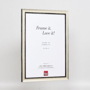 Ramka na zdjęcia z drewna w profilu 40, srebrna, 45x80 cm, z szkłem muzealnym