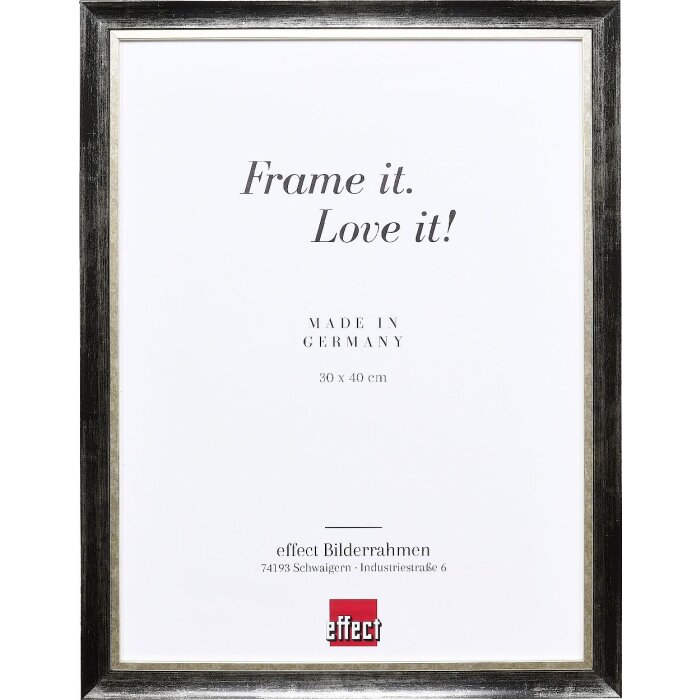 Ramka na zdjęcia z drewna Effect Profil 40 Platin 61x91,5 cm z szkłem muzealnym