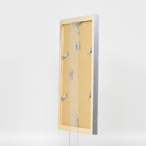 Ramka na zdjęcia z drewna Profil 41, srebrna, 25x80 cm, z szkłem muzealnym