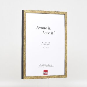 Ramka na zdjęcia z drewna profil 42, szkło muzealne antyk złoty 30x30 cm