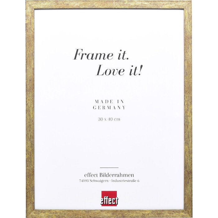 Ramka na zdjęcia z drewna, profil 42, szkło muzealne antyk złoty 61x91,5 cm