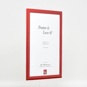 Ramka na zdjęcia z drewna Profil 43, czerwona błyszcząca 10x15 cm z szkłem muzealnym