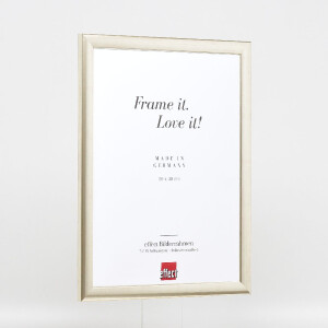 Ramka na zdjęcia z drewna Profil 43 srebrna 20x20 cm z szkłem muzealnym