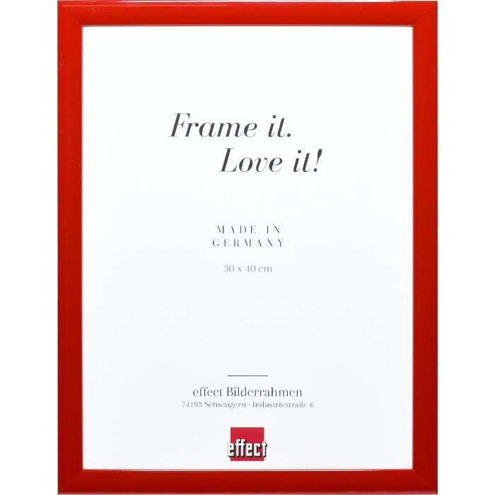 Rama na zdjęcia z drewna Effect Profil 43, czerwona matowa, 45x60 cm, szkło muzealne