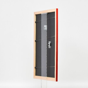 Ramka na zdjęcia z drewna Effect „Profil 43”, czerwona, matowa, 50x75 cm, szkło muzealne