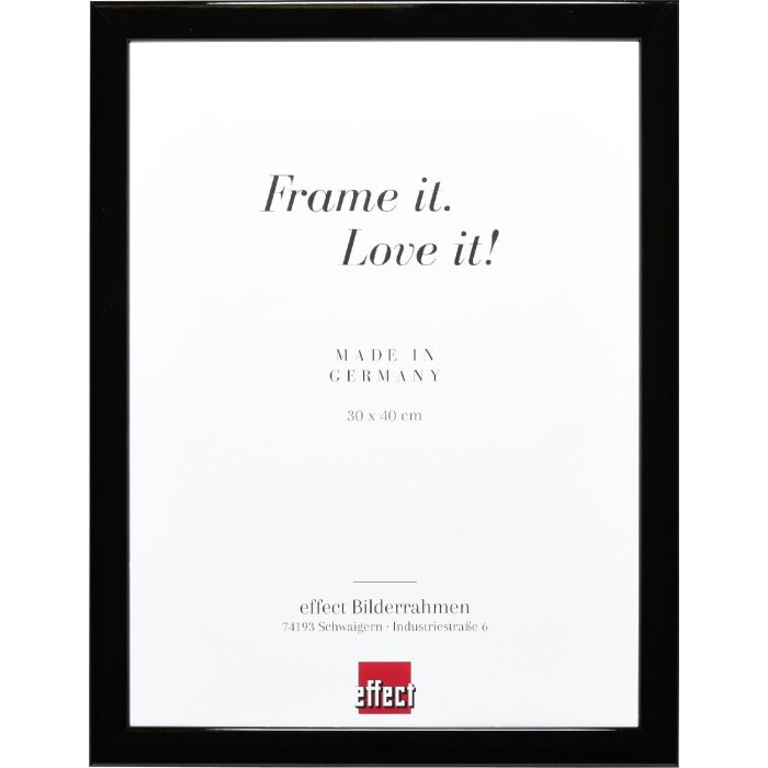 Ramka na zdjęcia z drewna Effect Profil 43, czarna połysk, 60x80 cm, szkło muzealne