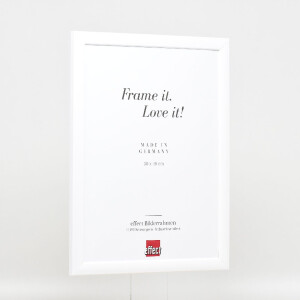 Ramka na zdjęcia z drewna Effect Profil 43, biała, lakierowana wysokim połyskiem, 59,4x84,1 cm, szkło muzealne