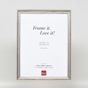 Ramka na zdjęcia z drewna Profil 44 srebrna 7x10 cm, szkło muzealne