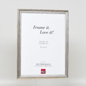 Ramka na zdjęcia z drewna profilowa 44 srebrna 10x10 cm z szkłem muzealnym