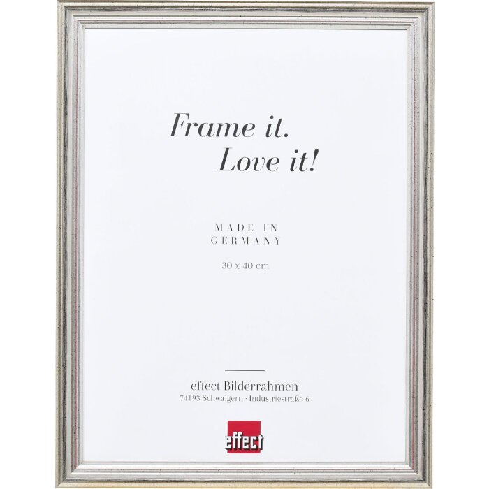 Rama drewniana Effect Profil 44 srebrna – szkło muzealne 29,7x42 cm