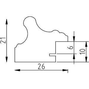 Ramka na zdjęcia z drewna w stylu barokowym Profil 44, srebrna 50x100 cm, z szkłem muzealnym