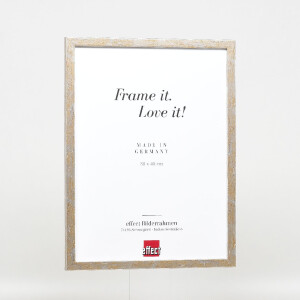 Ramka na zdjęcia z drewna „styl 51”, antyczny srebrny, 45x60 cm, szkło muzealne