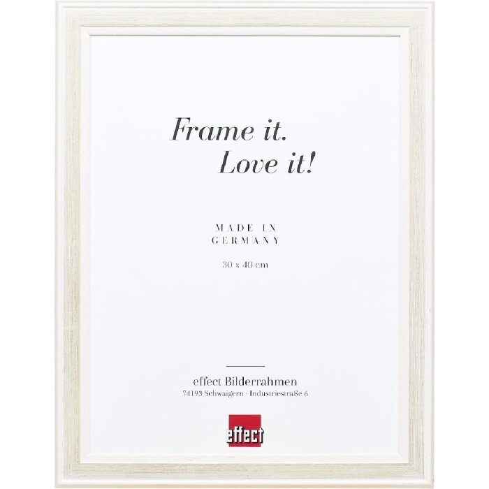 Ramka na zdjęcia z drewna Profil 64, biała 50x65 cm, z szkłem muzealnym – effect