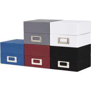 Pudełko na zdjęcia HNFD Sawala 10x15 cm lniane czarne na 700 zdjęć z uchwytem na etykiety