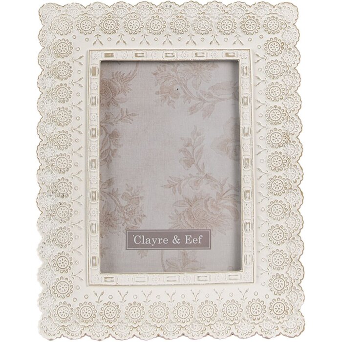 Clayre & Eef 2F0940 Ramka na zdjęcia 16x2x21 cm - 10x15 cm biała prostokątna