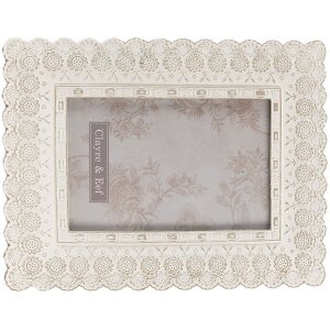 Clayre & Eef 2F0940 Ramka na zdjęcia 16x2x21 cm - 10x15 cm biała prostokątna