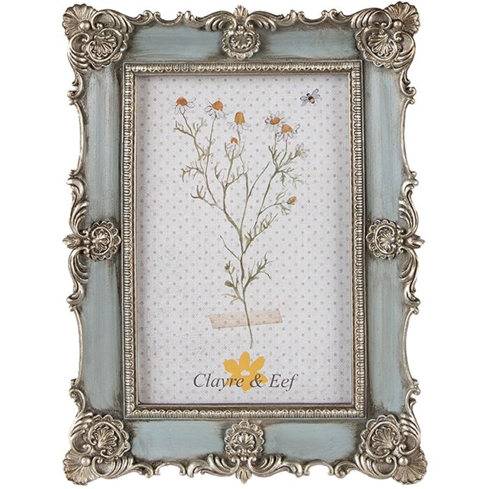 Clayre & Eef 2F0995 Ramka na zdjęcia 15x2x20 cm Blue Vintage Design 10x15 cm