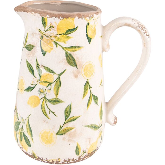 Clayre & Eef 6CE1530L Dzbanek dekoracyjny żółto-beżowy 20x14x23 cm