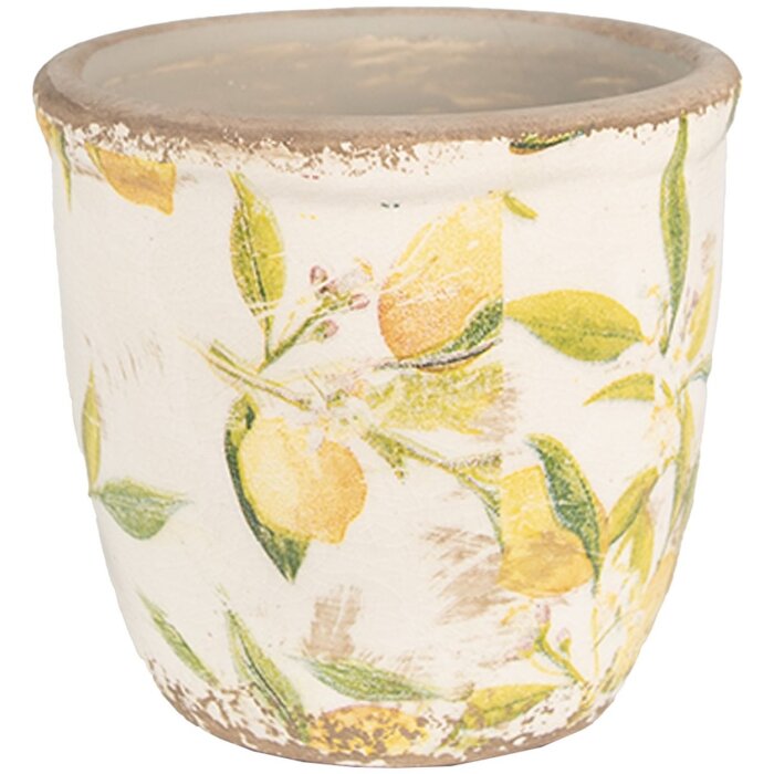 Clayre & Eef 6CE1532M Doniczka dekoracyjna Ø 14x13 cm Żółta