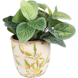 Clayre & Eef 6CE1532M Doniczka dekoracyjna Ø 14x13 cm Żółta